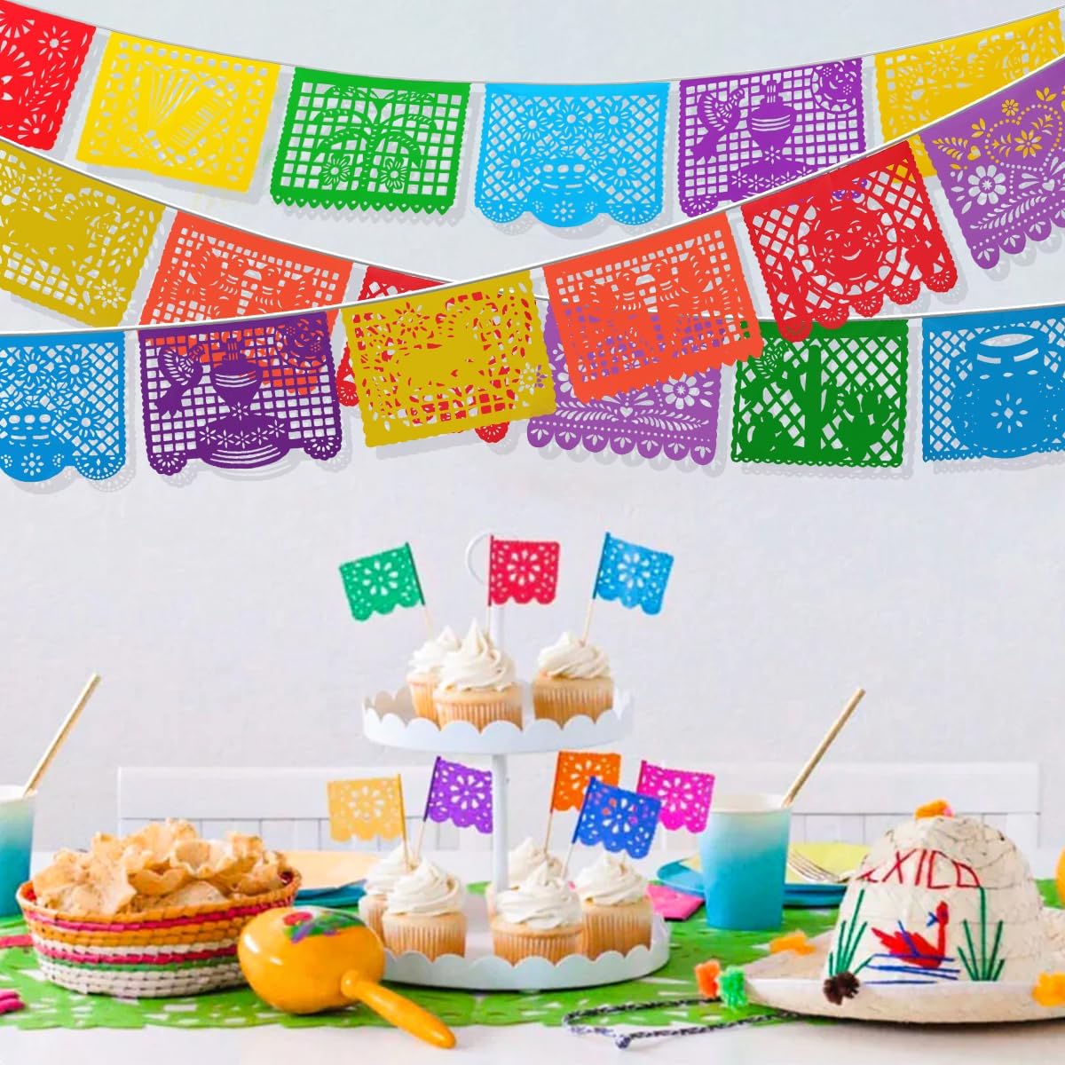 4 Pack Papel Picado Banner Cino de Mayo Fiesta Party Decorations