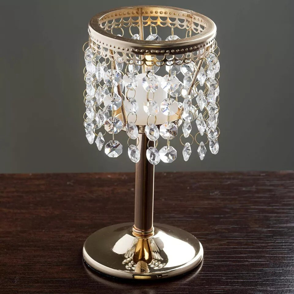 8&#x22; tall Faux Crystal Beaded Wedding Centerpieces Candle Holder