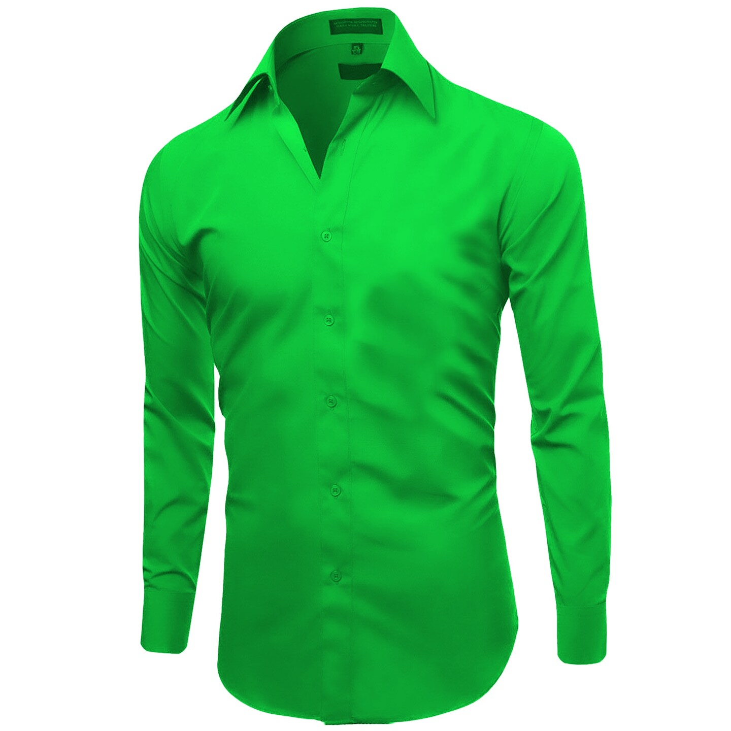 Men&#x2019;s Solid Green Long Sleeve Dress Shirt