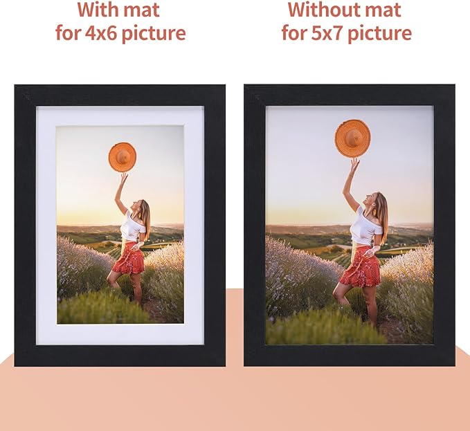 5x7 Picture Frame Black Set of 15, Display Pictures 4x6 with Mat or 5x7 without Mat, Multi Photo Frames for Wall or Tabletop