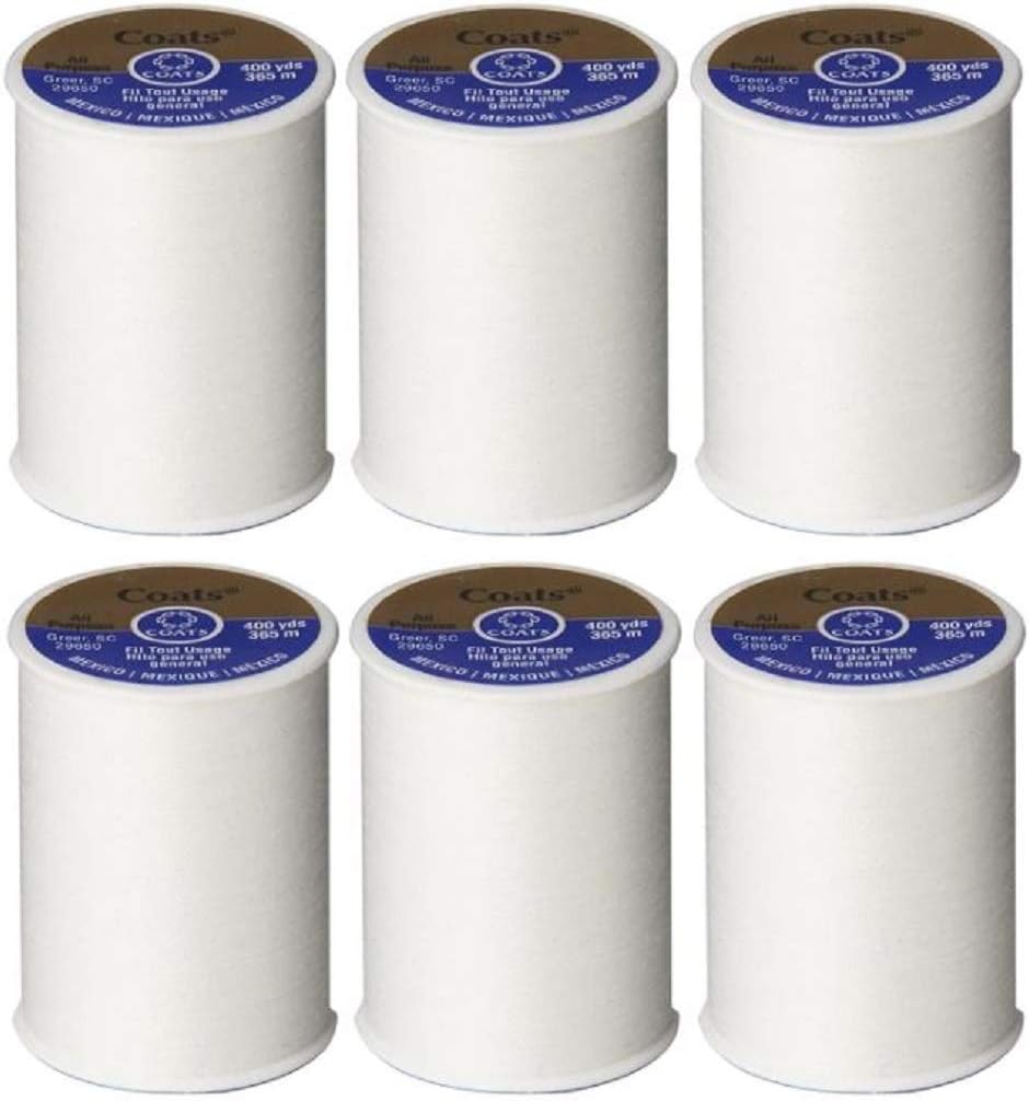 Coats & Clark Dual Duty All Purpose Thread 400 Yards White 230-1 (6-Pack)