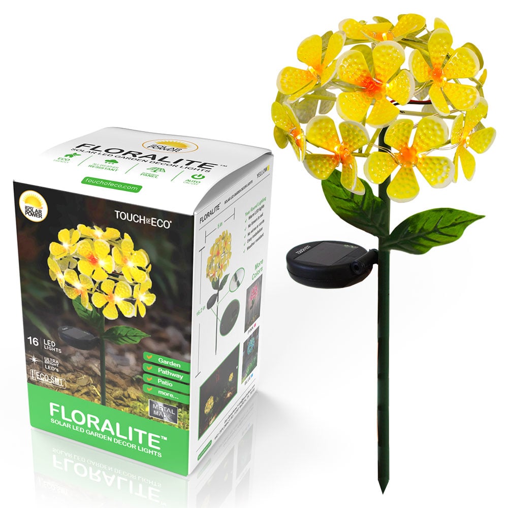 Solar Led Metal Flower Stake Lights Hydrangea Colorful 1 Or 2 Pack Garden Decor