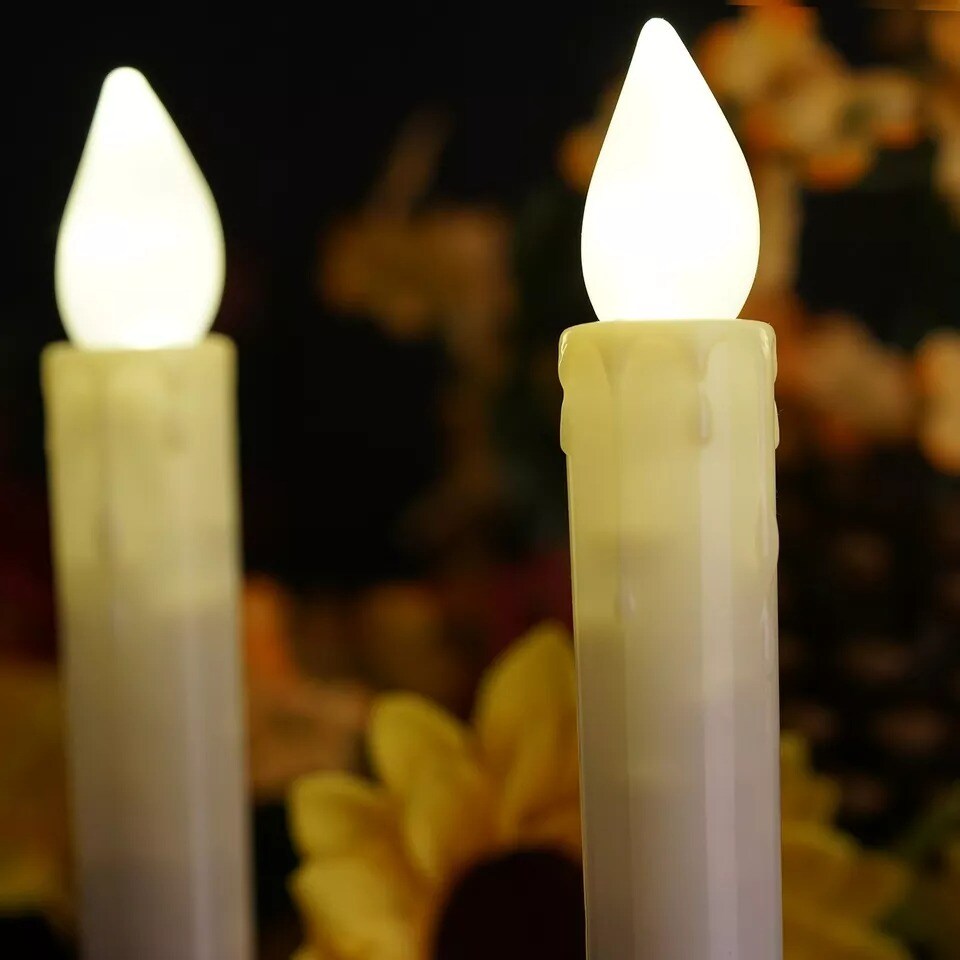 3 Warm White 9&#x22; tall LED Flameless Taper Candles Lights Wedding Centerpieces