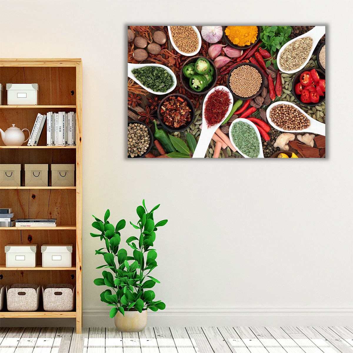 Abstract Spice and Herb Culinary Wall Art Print – Framed Canvas Photography  for Kitchen Décor in Red, Green and Brown | MakerPlace by Michaels, image size:1080x1080