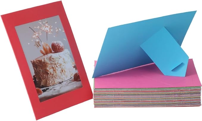 50 Pack Standing Paper Picture Frames 4x6,Cardboard Photo Frame with Easel,Paper Photo Frame Cards,Gallery Frames Bulk For Wedding, Father&#x27;s Day,DIY,Classroom, Multi-Color