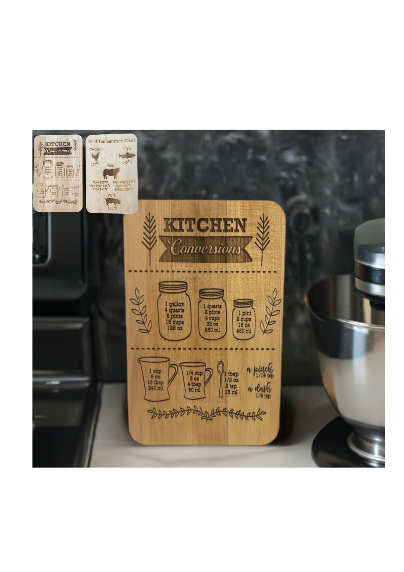 DoubleSided Cutting Boards Measurement Conversion Cutting Board