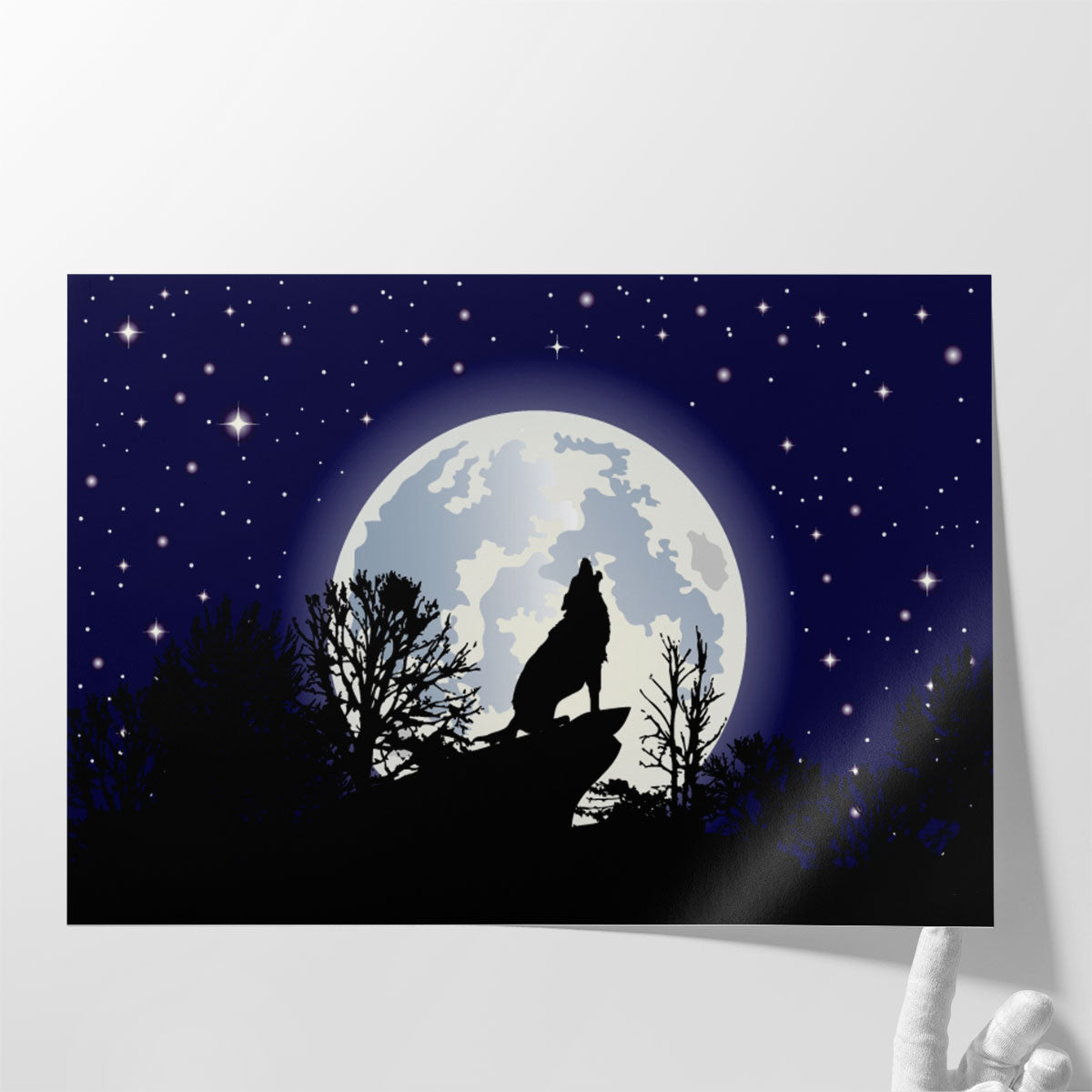 Howling Wolf Full Moon Canvas Print – Wrapped Canvas