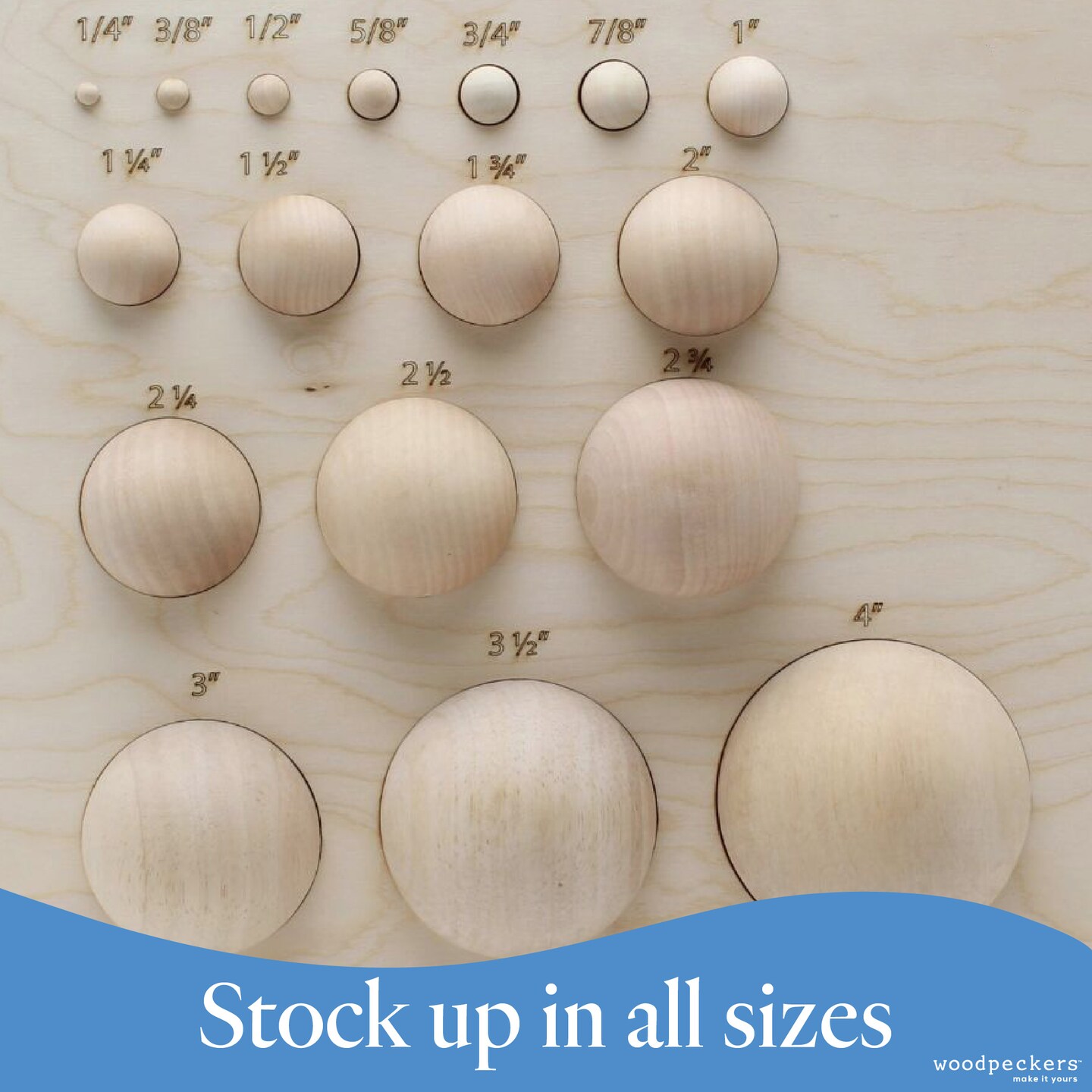 Wooden Balls, Assorted Unfinished, Round, Birch Hardwood Craft Balls | Woodpeckers