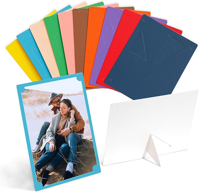 10 Pack Paper Picture Frames 4x6, Colorful Cardboard Photo Frame with Easel