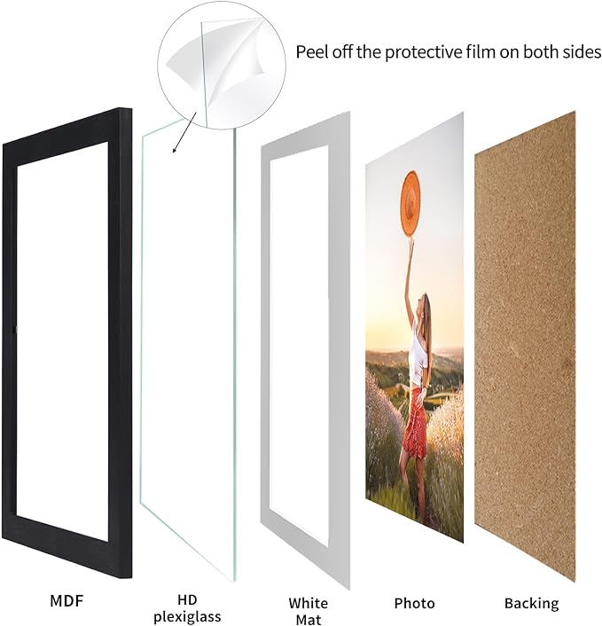 5x7 Picture Frame Black Set of 15, Display Pictures 4x6 with Mat or 5x7 without Mat, Multi Photo Frames for Wall or Tabletop
