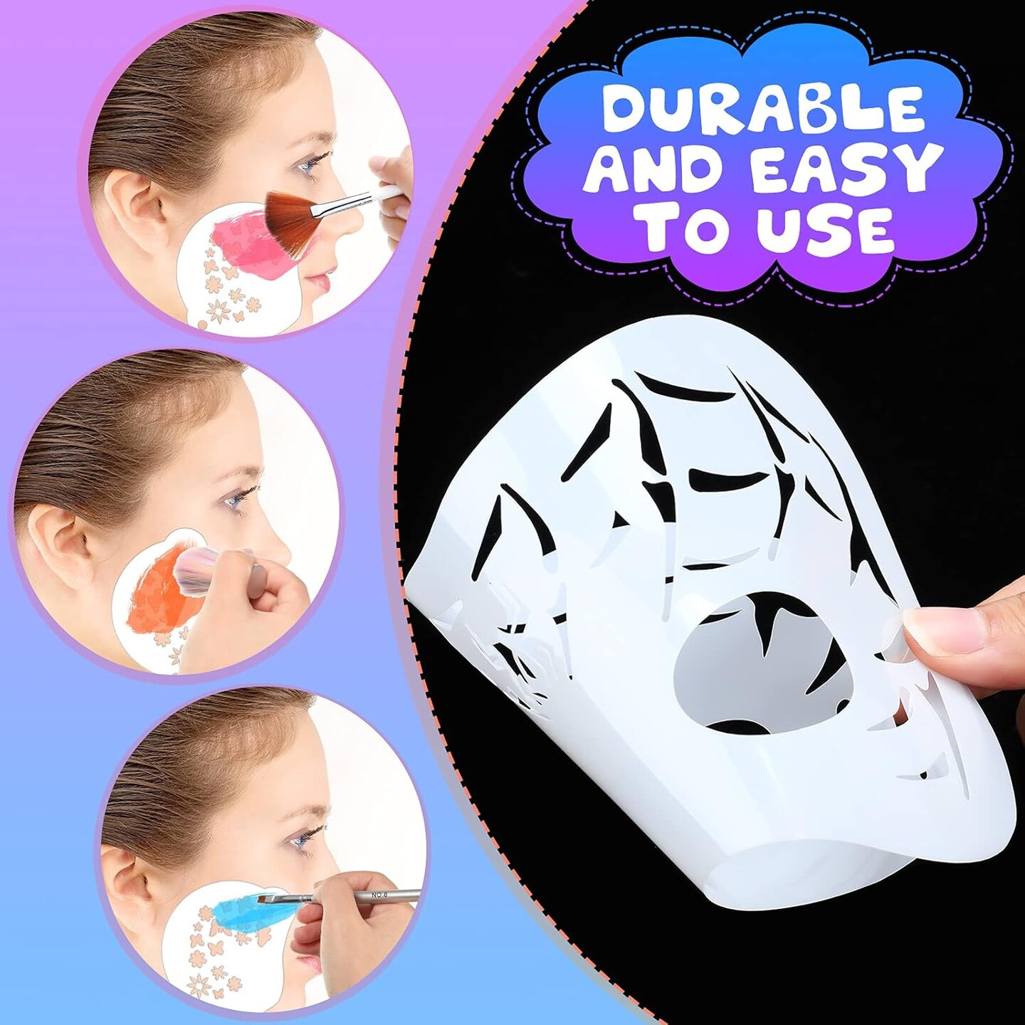 24 Pcs Halloween Face Paint Stencils Set Reusable Face Painting(Art,Painting)