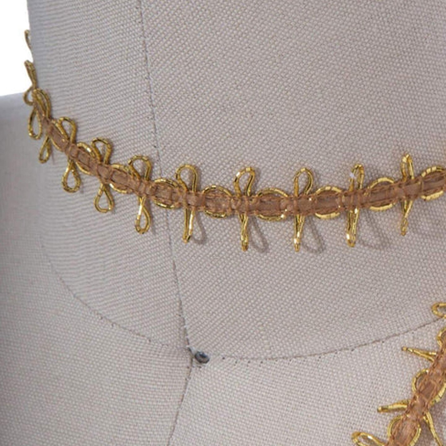 2 Yard Gold Looped Edges Silver & White Metallic Gimp Trim for Upholstery & Costumes