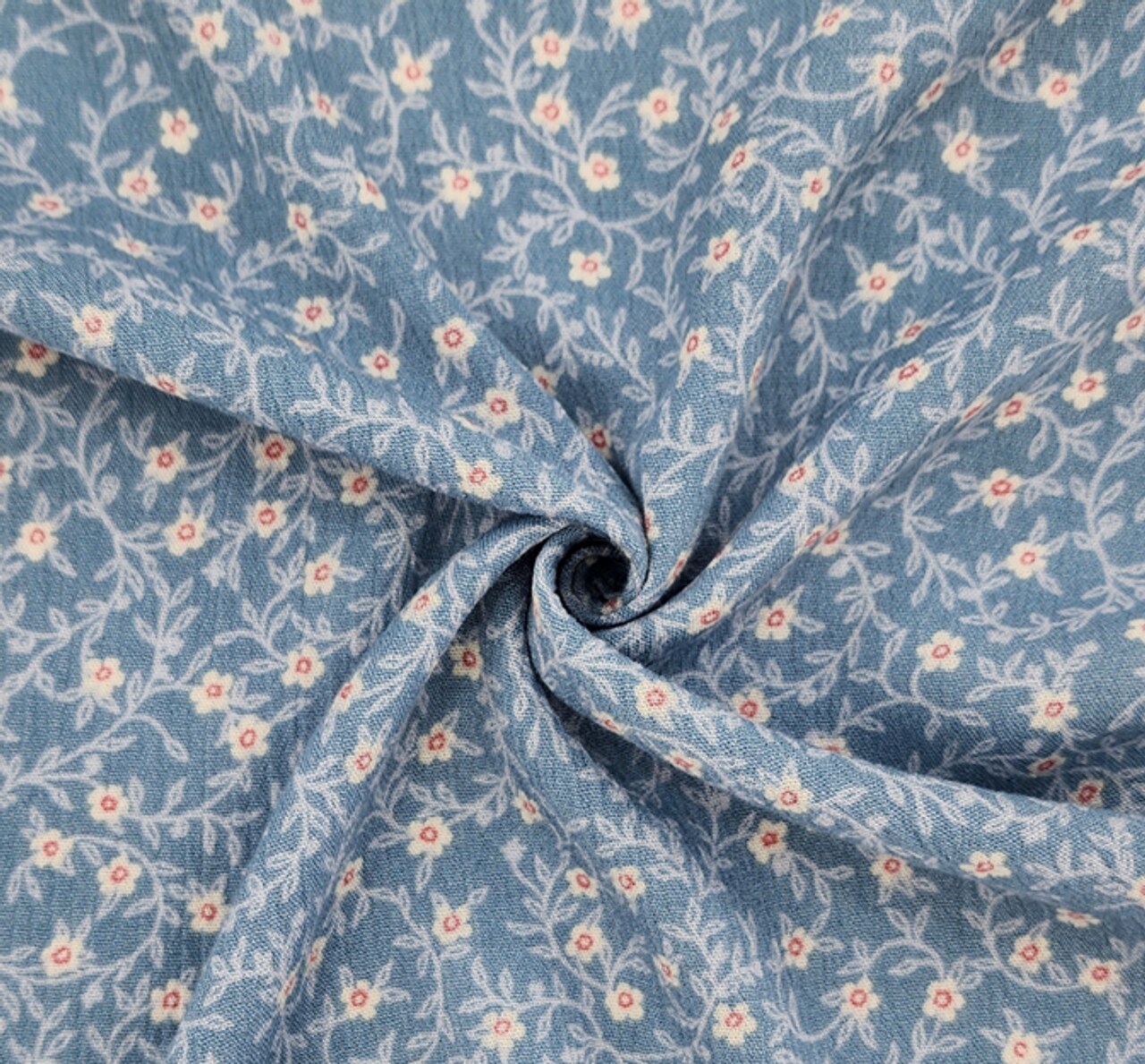 1 Yard Spring Blue Rayon Crinkle Fabric, 50/52&#x201D; Wide, Lightweight Apparel Textile