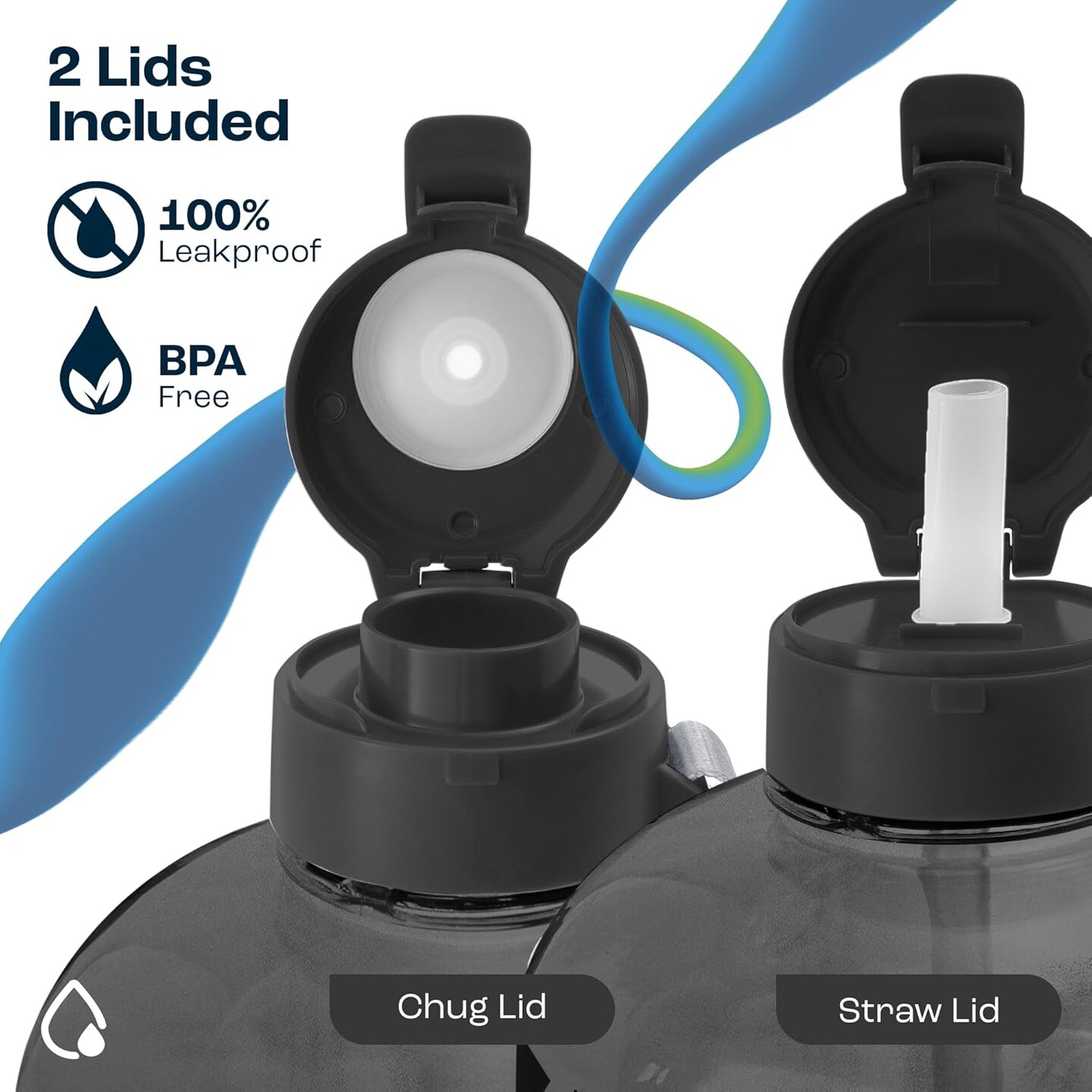 1 Gallon Water Bottle with Time Marker - Straw &#x26; Chug Lid