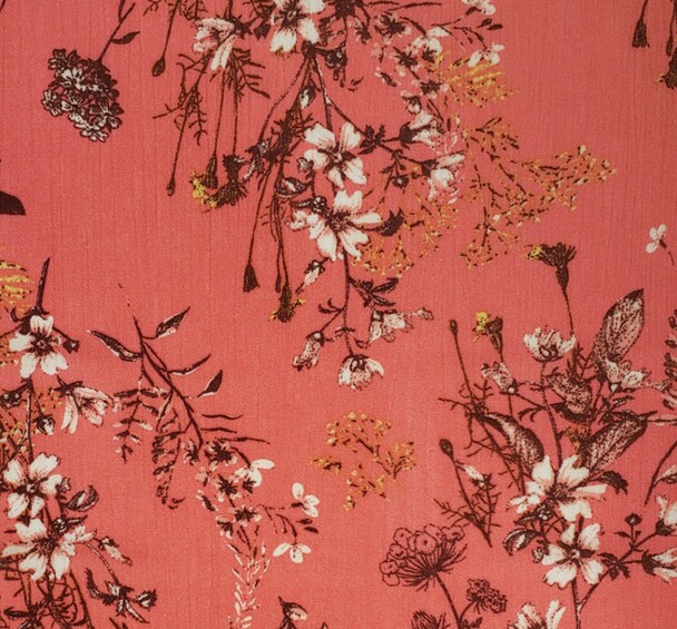 1 Yard Coral Rayon Crinkle Fabric Soft Lightweight Material with Textured Finish for Dresses Blouses and Skirts 50/52 Inch Width