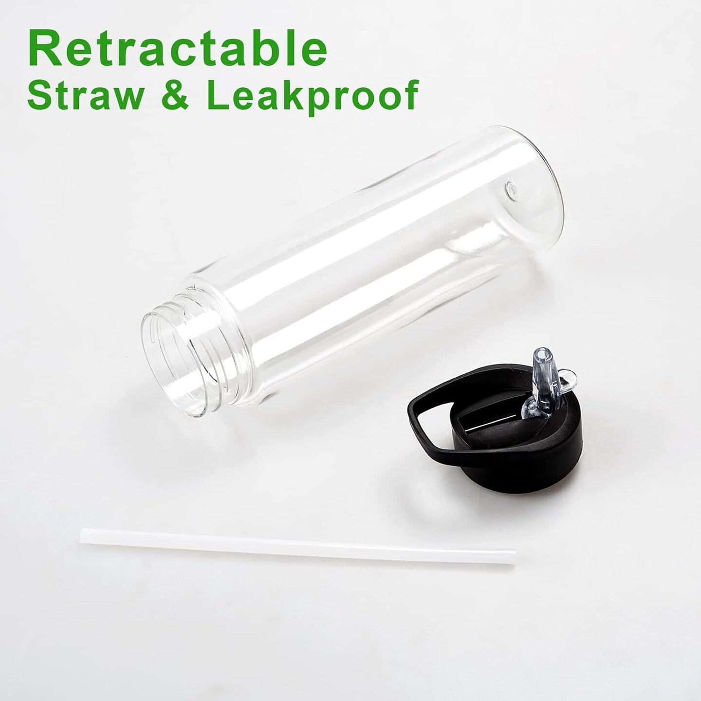 6 Pack 24 oz Clear Water Bottles with Straw