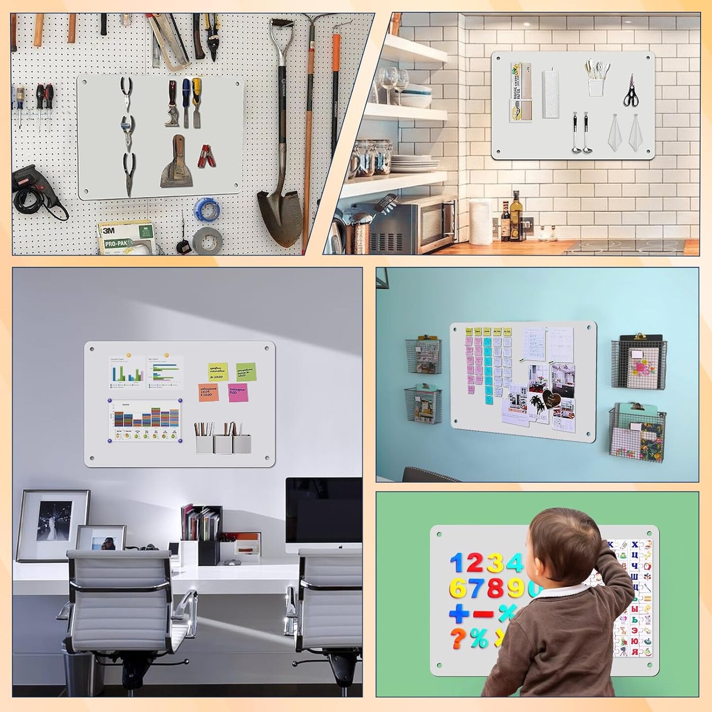 2Pack Magnetic Board 17.5" x 11.4" Magnet Bulletin Board is Suitable for displaying Notes (White)