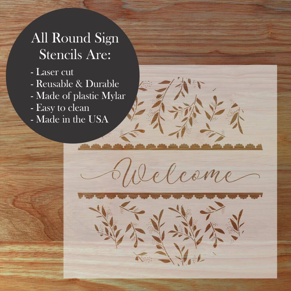 Tranquil Branches Welcome Round Sign Stencil | Designer Stencils |