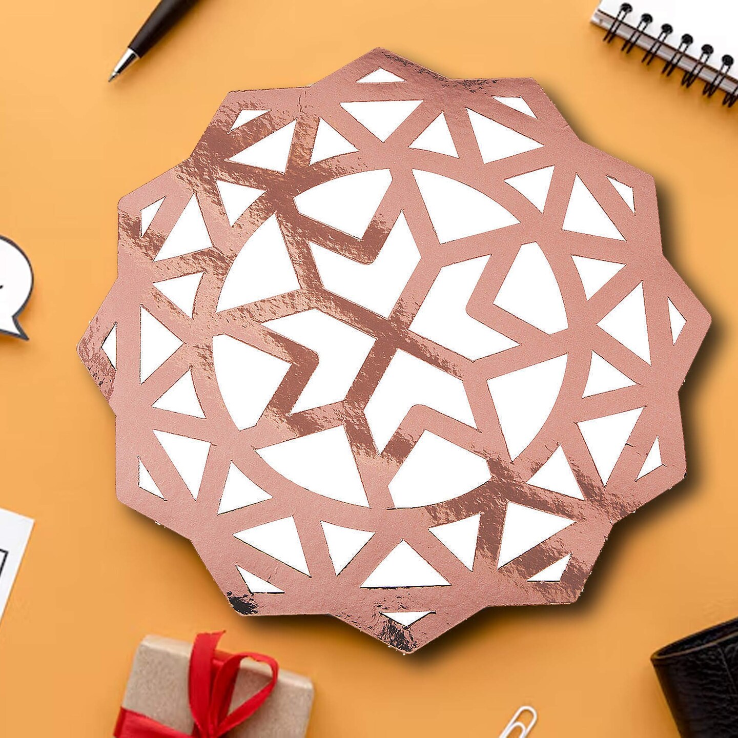 24 Count Rose Gold Foil Charger Placemats Disposable Elegant Wedding Reception Tables 12 Inch