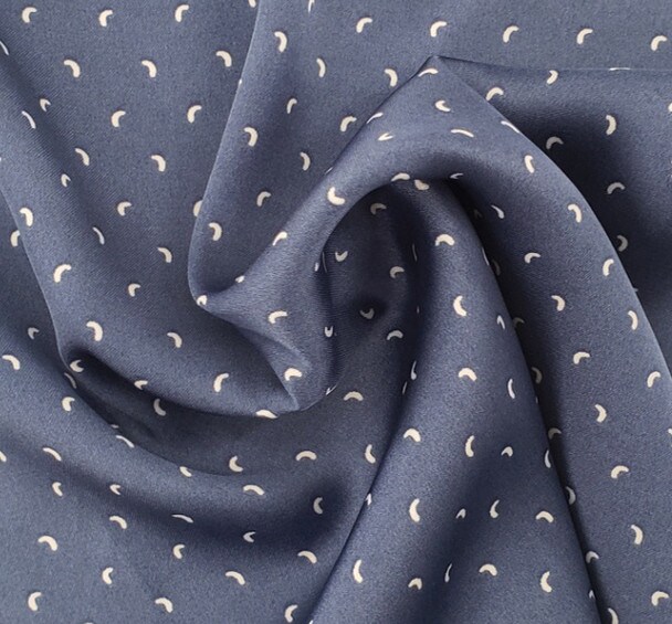 1 Yard Poly Dull Satin Navy & Ivory Fabric 57/58" Width, Soft Medium Weight Satin for Apparel & Decor