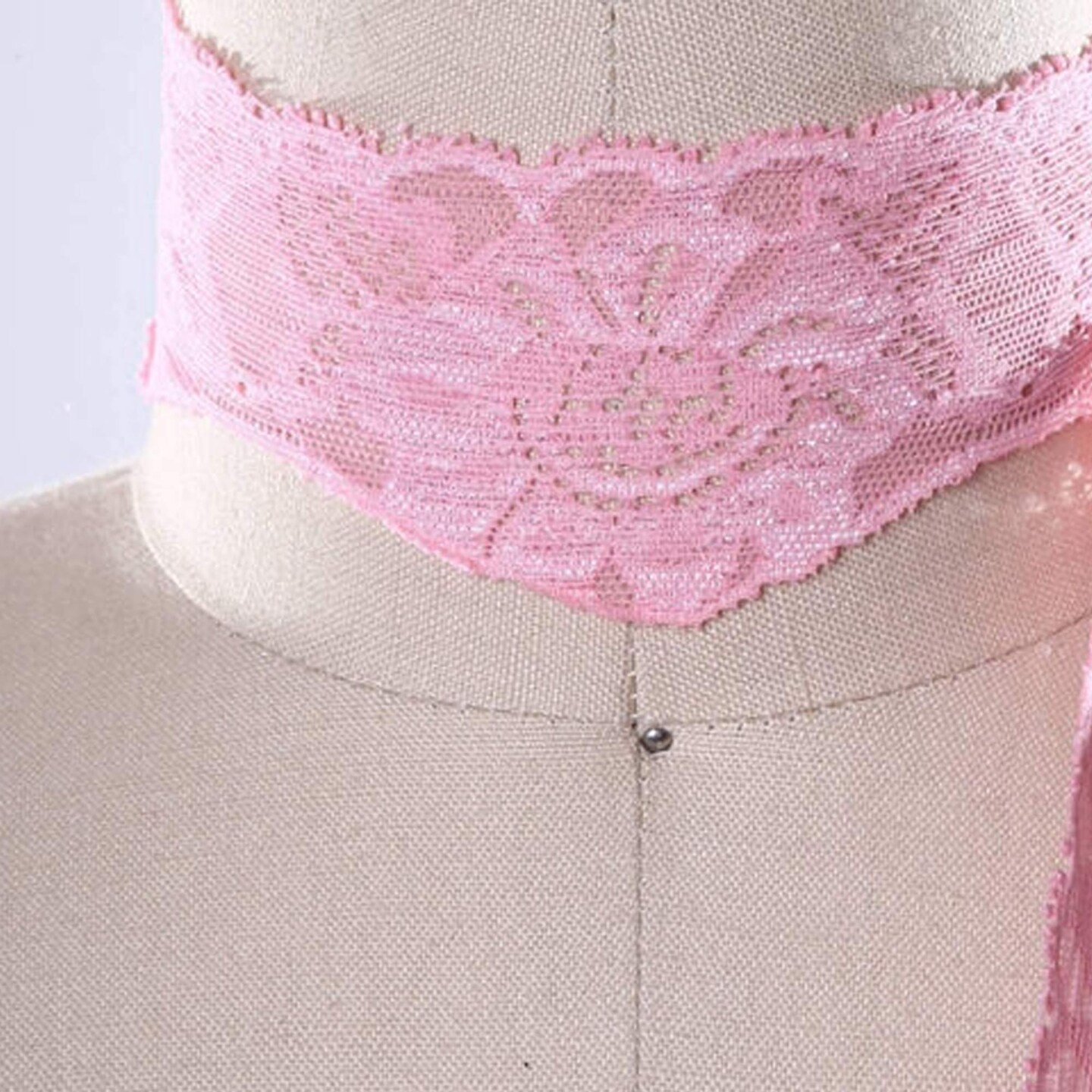 2 Yards Carnation Pink Floral Scallops Banding Stretch Elastic Lace Trim Soft Stretch Lace for Apparel