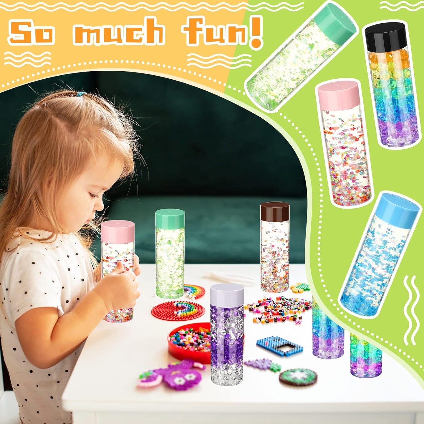 16 Pcs Empty Plastic Sensory Bottles with Lids(Multi Colors,13.5 oz)