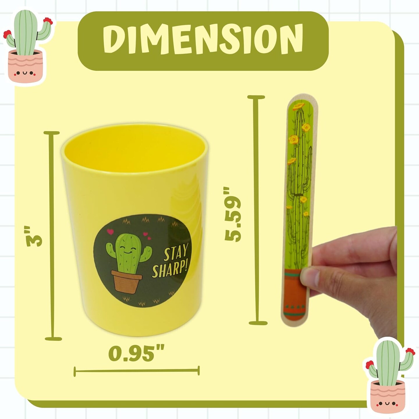 36 Pcs Cactus Flip Sticks with Storage Cup, Flip Name Sticks Counting Sticks Student Grouping Cactus Theme Flip Stick, Classroom Teacher School Supplies by 4E's Novelty