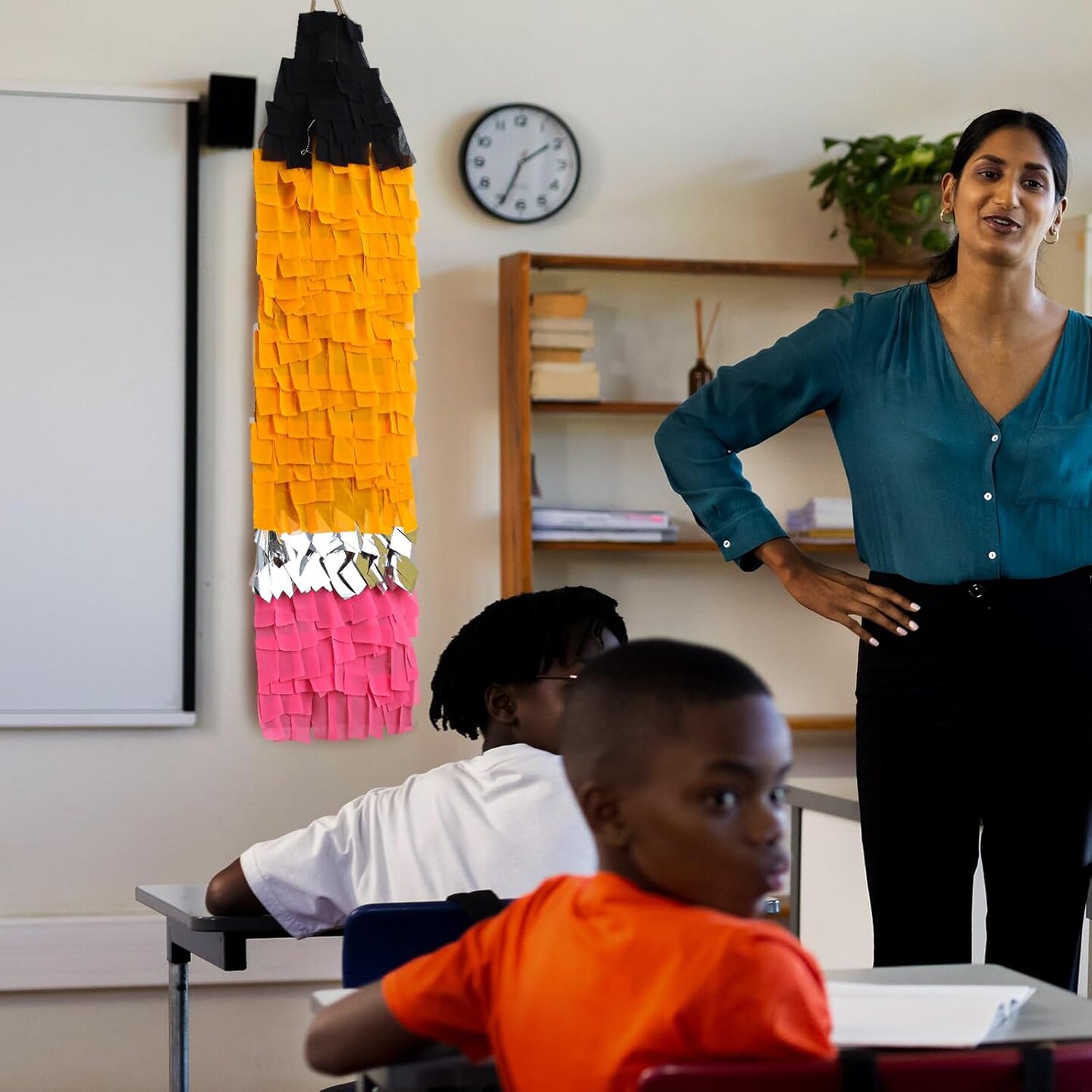 4.9 ft Classroom Pencil Decor Wall Hanging Fringe Reusable First Day of School Decorations