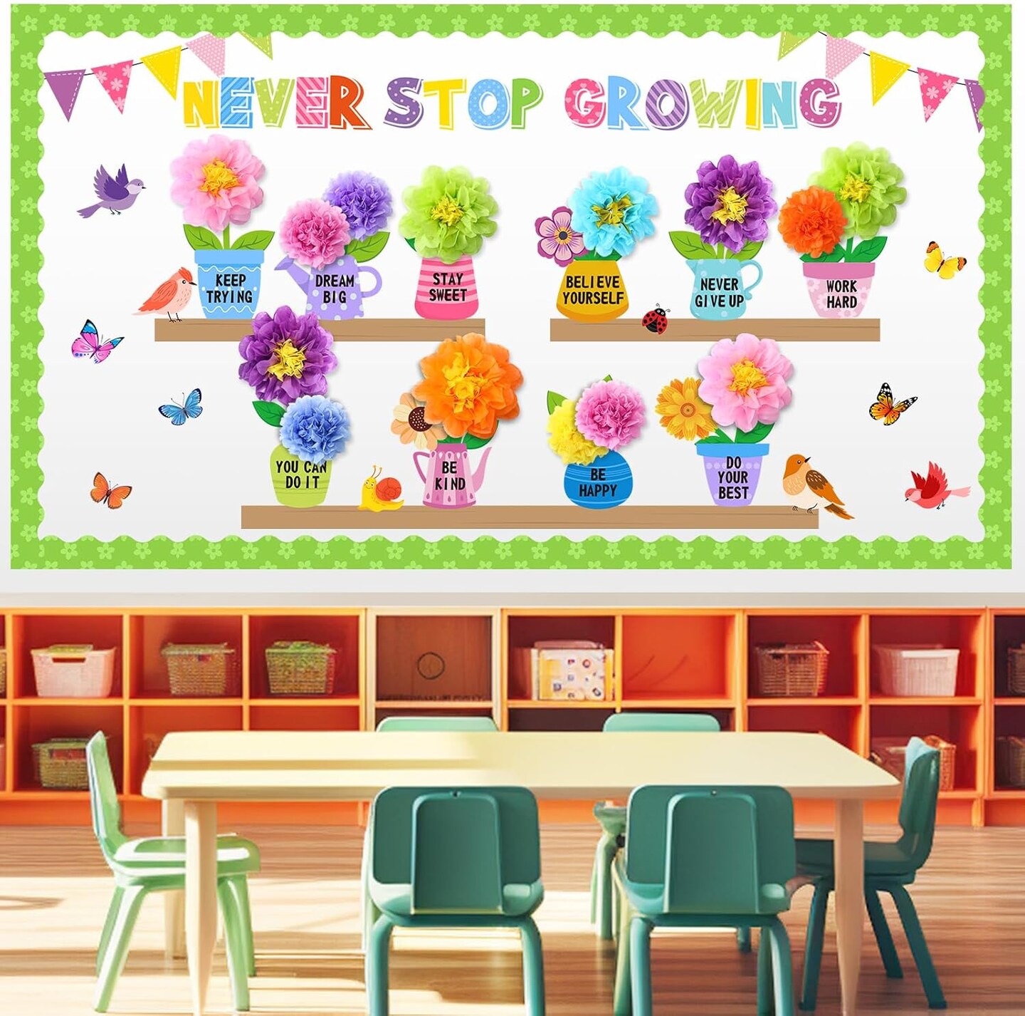 73 Pcs Flower Bulletin Board Decoration Set 14.57 x 7.87 inches