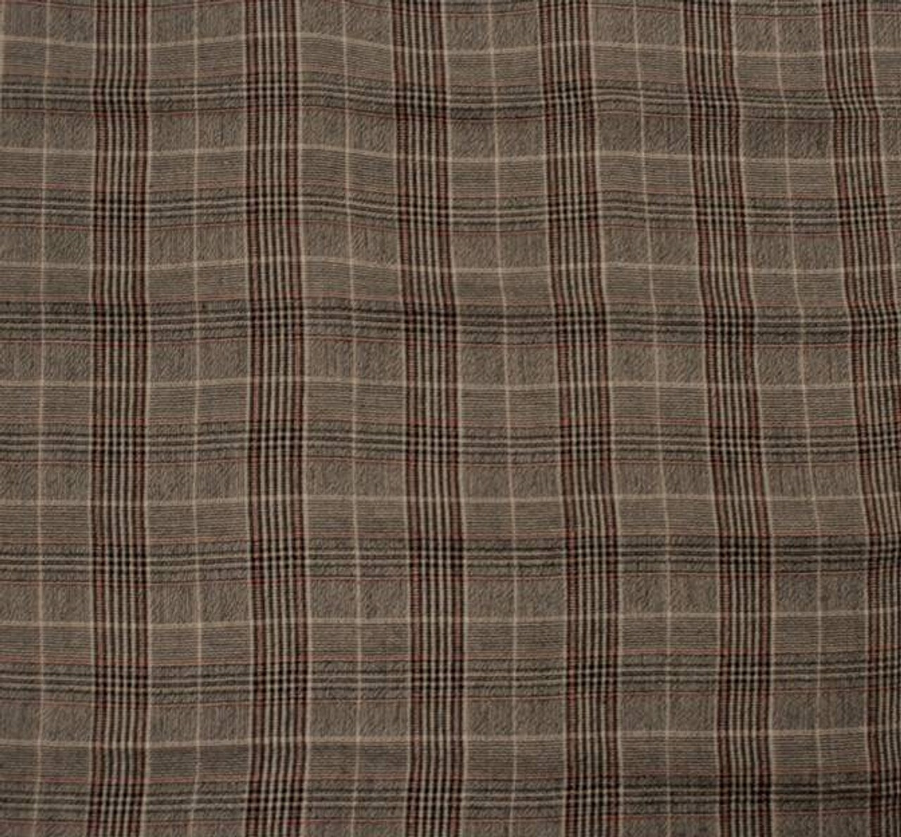 1 Yard Taupe Black Rayon Yarn Dyed Plaid Fabric 50/51″ Wide, Ultra Soft Lightweight