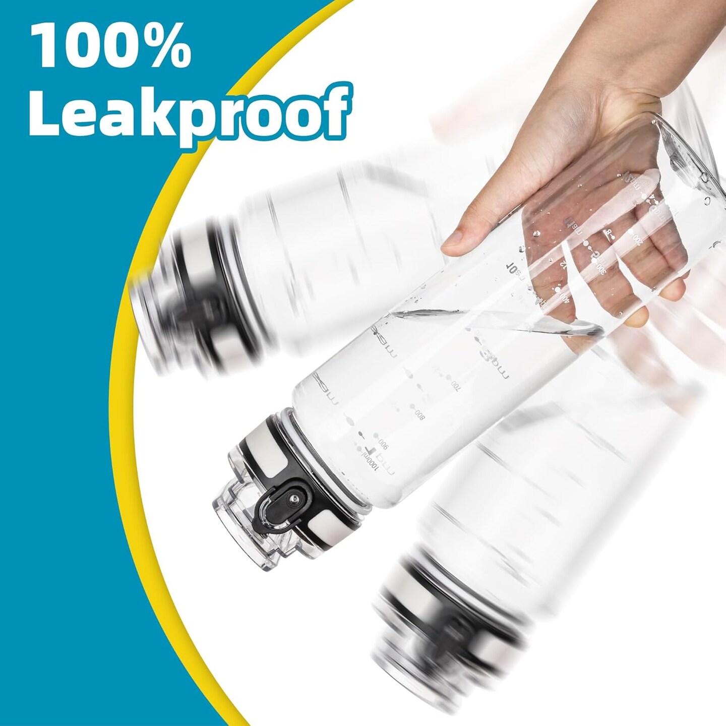 32 oz Water Bottle, Motivational Water Bottle with Time Marker (A-Transparent)