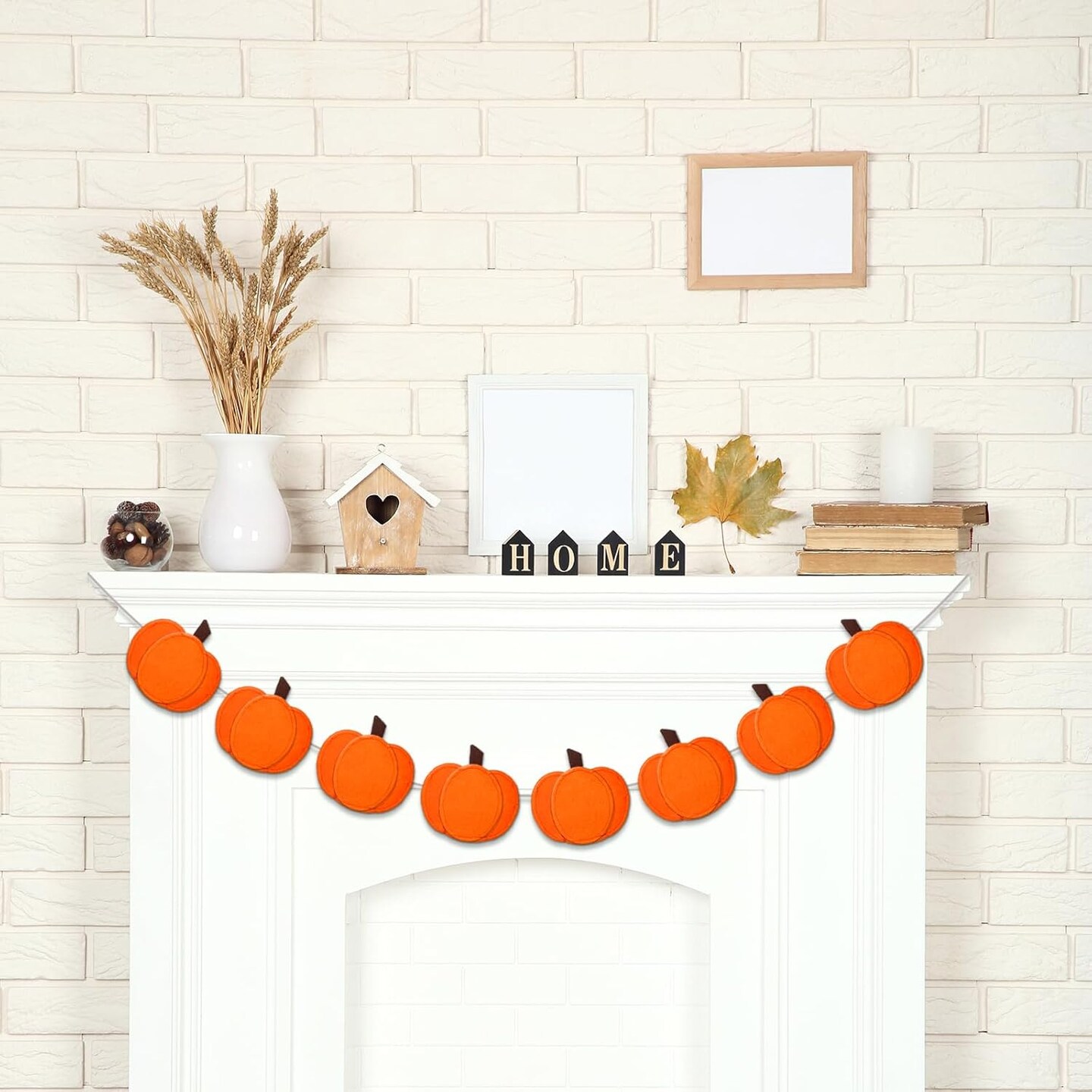 3D Pumpkin Banner Fall Orange Pumpkin Garland Pre-Assembled Pumpkin Felt Banner