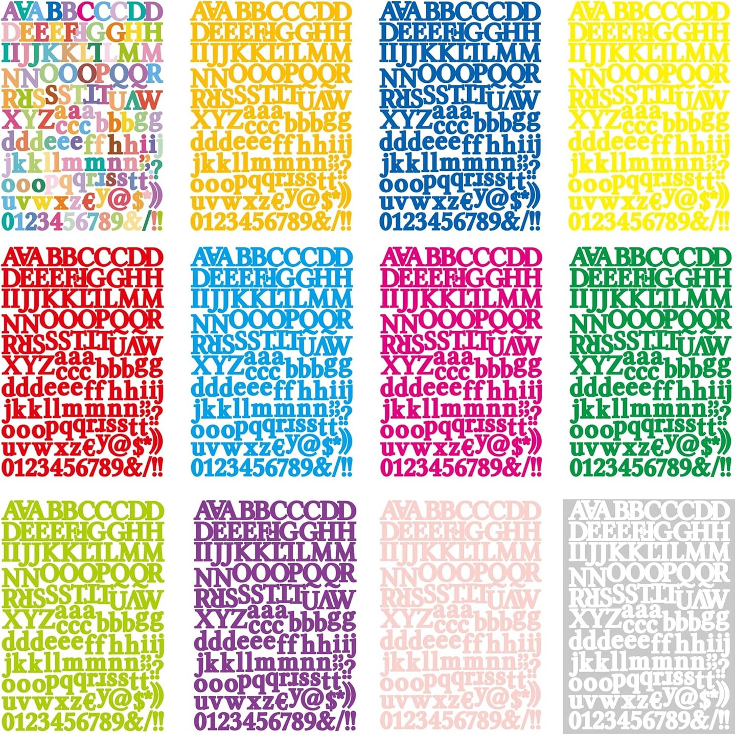 10 Sheets 1320 Alphabet Stickers Letter Sticker Vinyl Self-Adhesive Number
