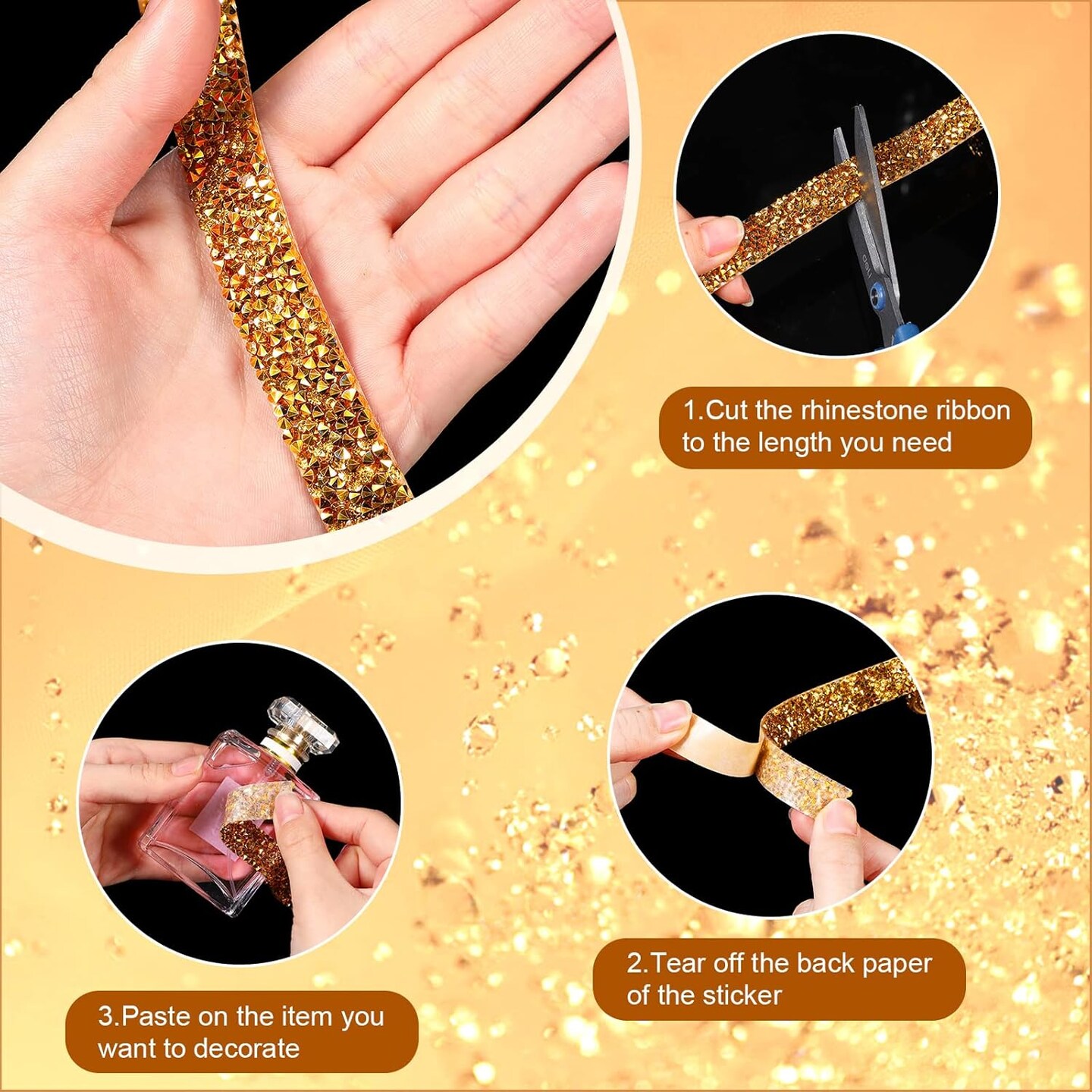 5 Rolls Crystal Shiny Rhinestone Ribbon