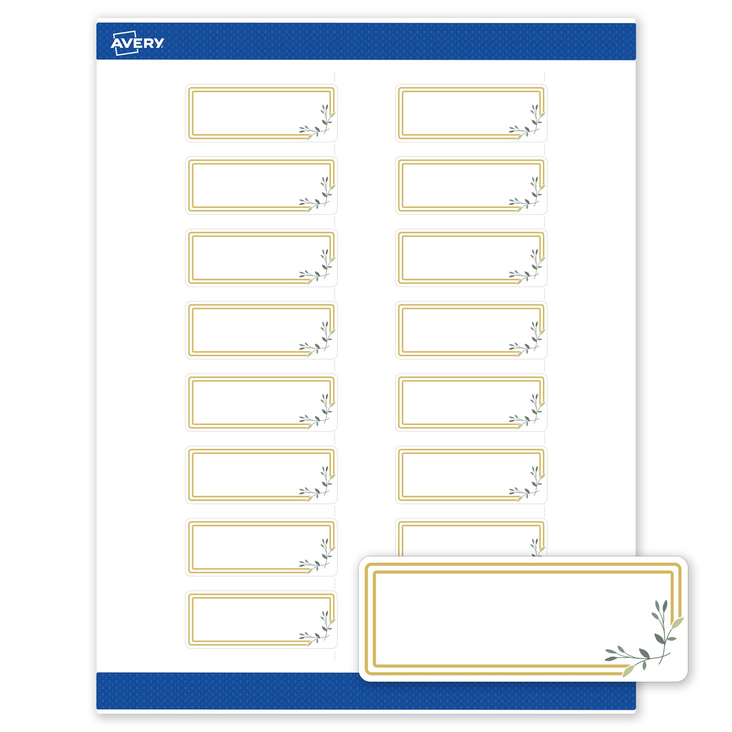 Avery Printable Rectangle Labels with Sure Feed Technology, Double Gold Border with Florals Design, 1" x 2-5/8", Matte White Permanent Labels, Laser/Inkjet, 160 Total, Great for Address Labels
