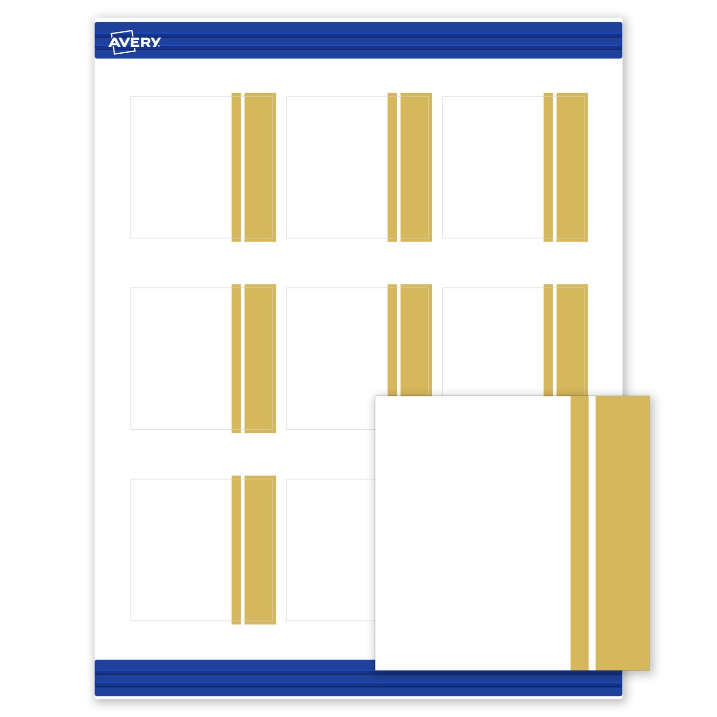 Avery Printable Square Cards, Gold Double-Dipped Edge, 2.5" x 2.5", Matte White Square Cards, Laser/Inkjet, 90ct, Great for Business Cards