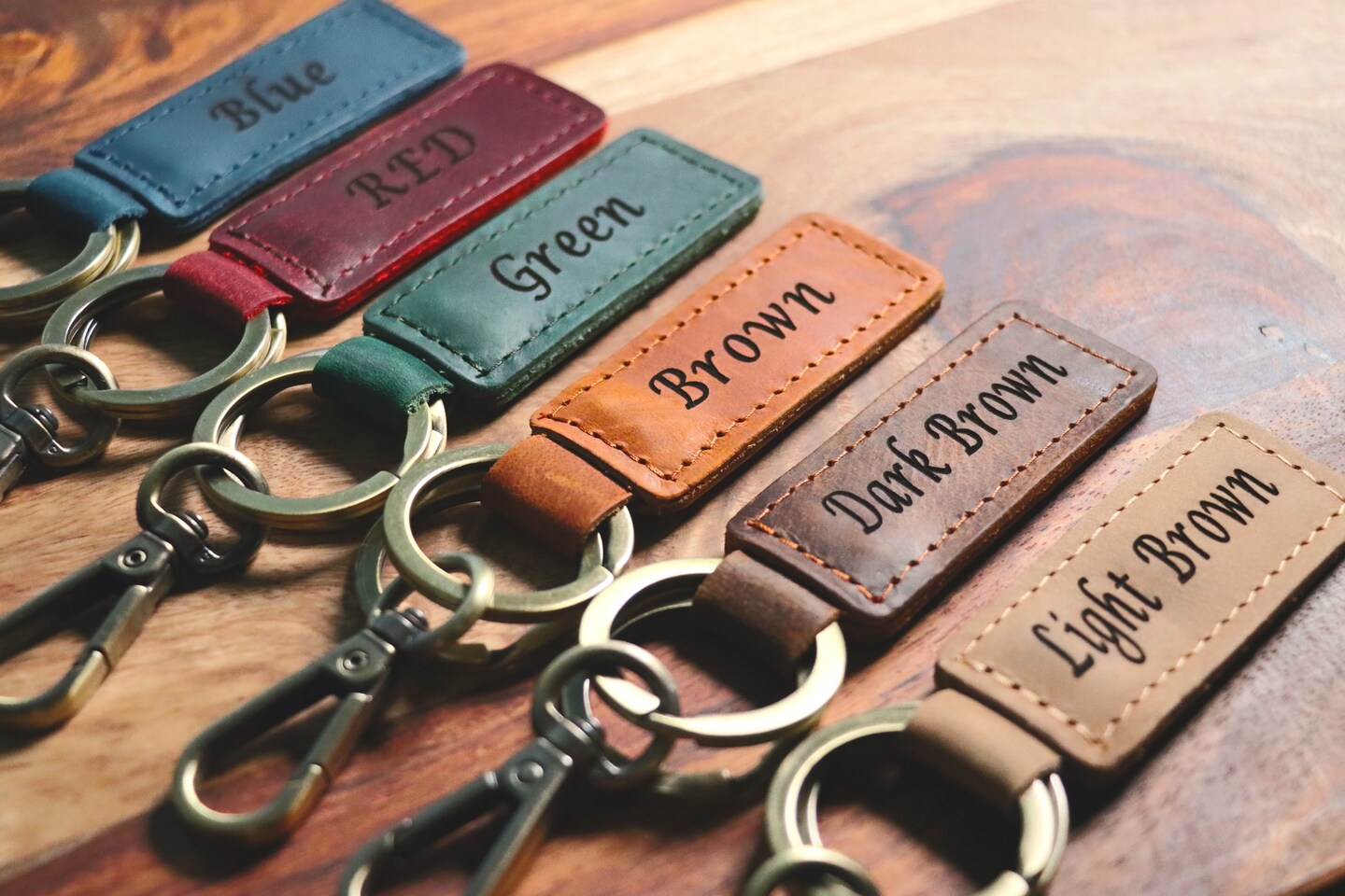Personalized Leather Keychain, Customized Keychain, Custom Leather