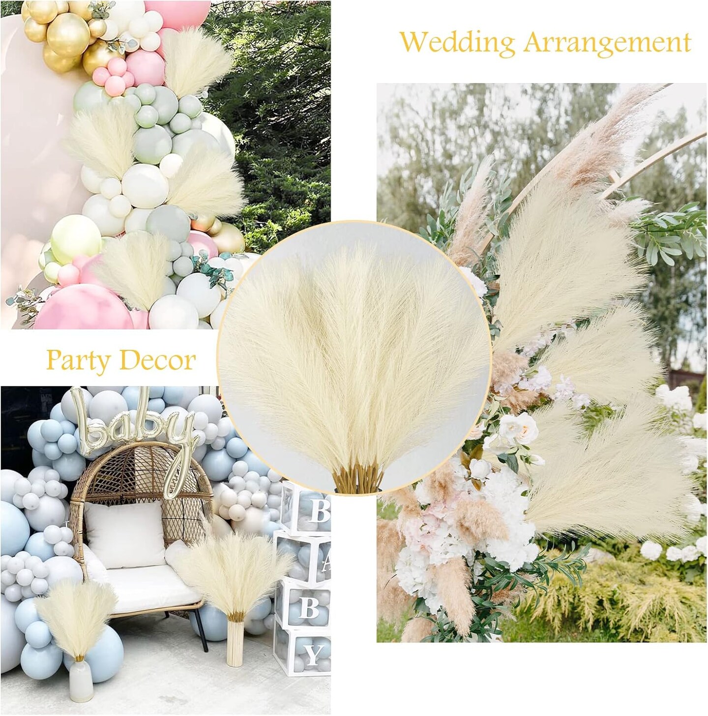 50PCS Faux Pampas Grass (Beige)