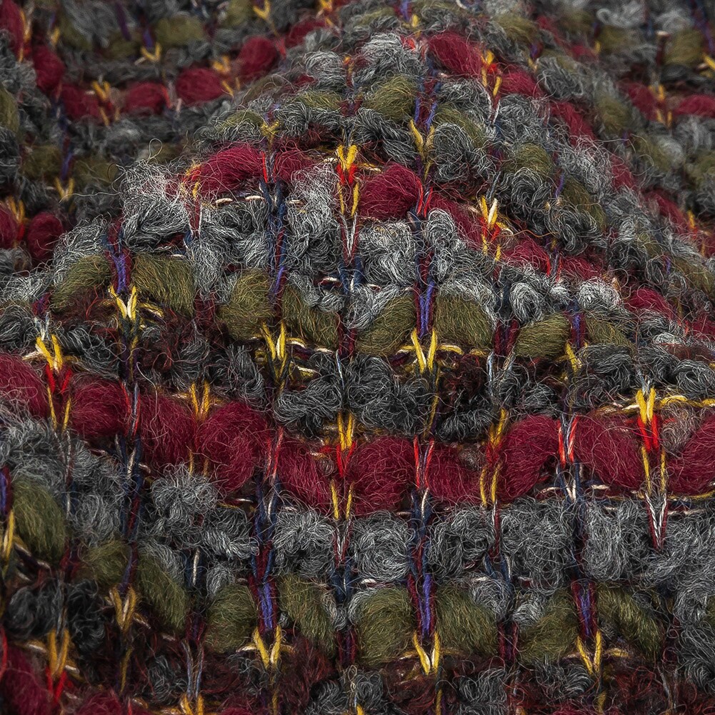 1 Yard Rifle Green, Windsor Wine, and Raven Loopy Striped Wool Knit