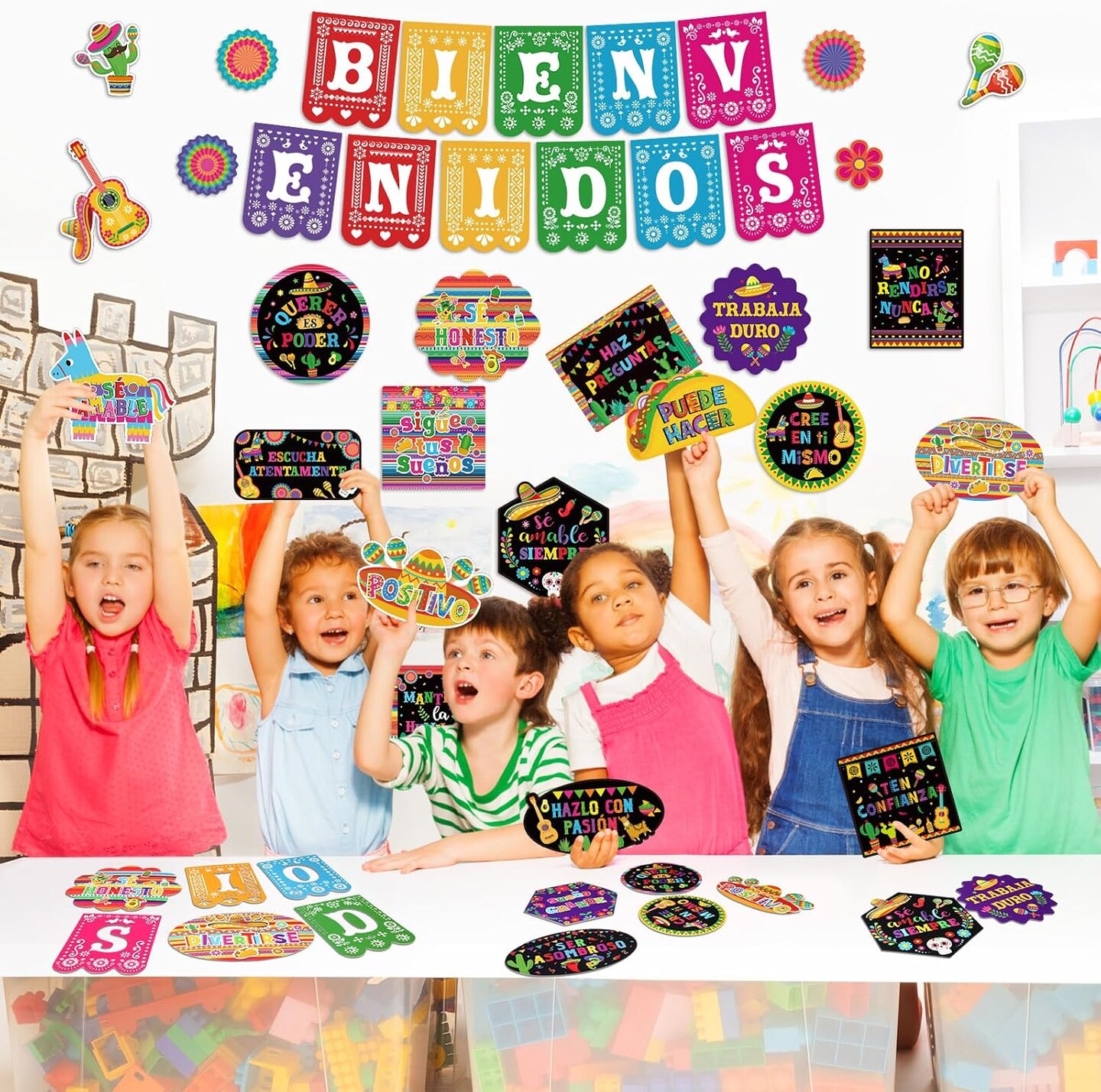 37 Pcs Hispanic Heritage Month Bulletin Board Set Spanish Motivational Posters (Multi Color)