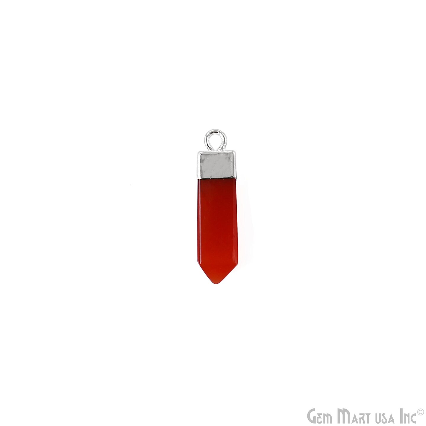 Pencil Point Rectangle Pendant, Silver Electroplated Single Bail 24x6mm, Gemstone Connector Charm, GemMartUSA (50790)