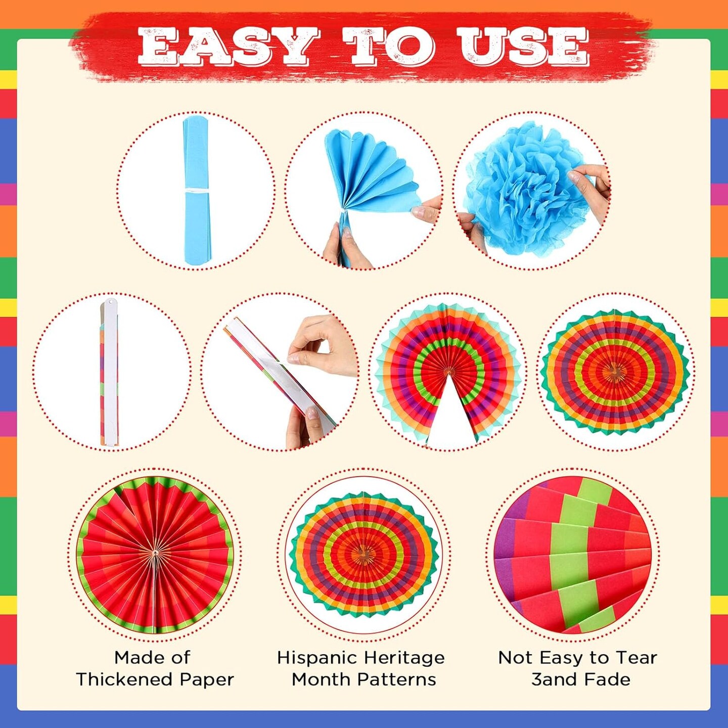 65 Pcs Hispanic Heritage Month Bulletin Board Spanish Classroom DecorColorful)