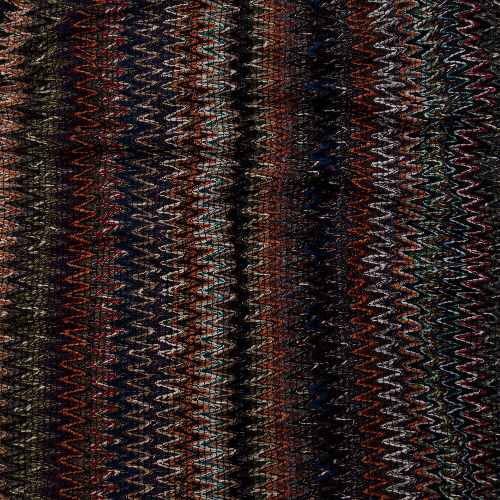 1 Yard Italian Fall Tones Zig Zag Novelty Wool Knit Fabric 56 inch Width