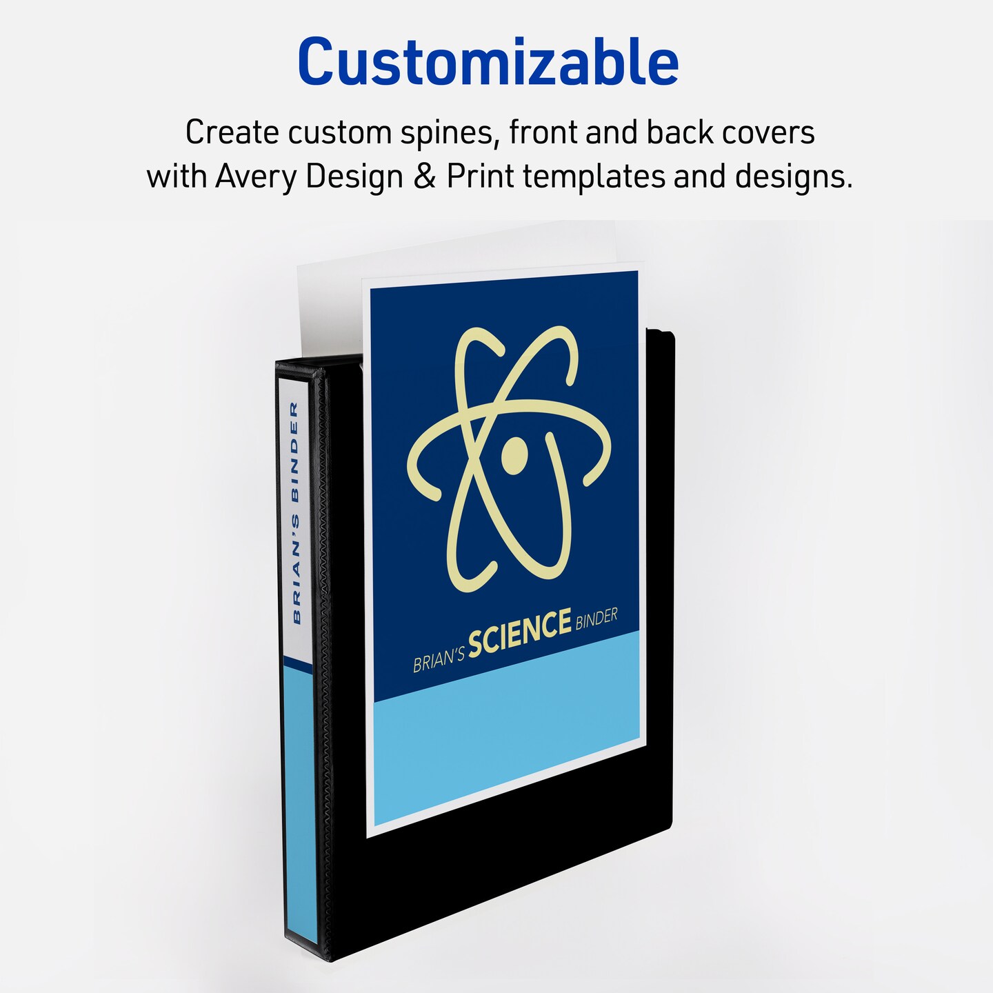 Avery Heavy-Duty View 3 Ring Binder, 1 Inch One Touch Slant Rings, 250-Sheet Capacity, DuraHinge, 1.4 Inch Wide Spine, Customizable Clear Cover and Spine, Black Binders (4-Pack of 79868)