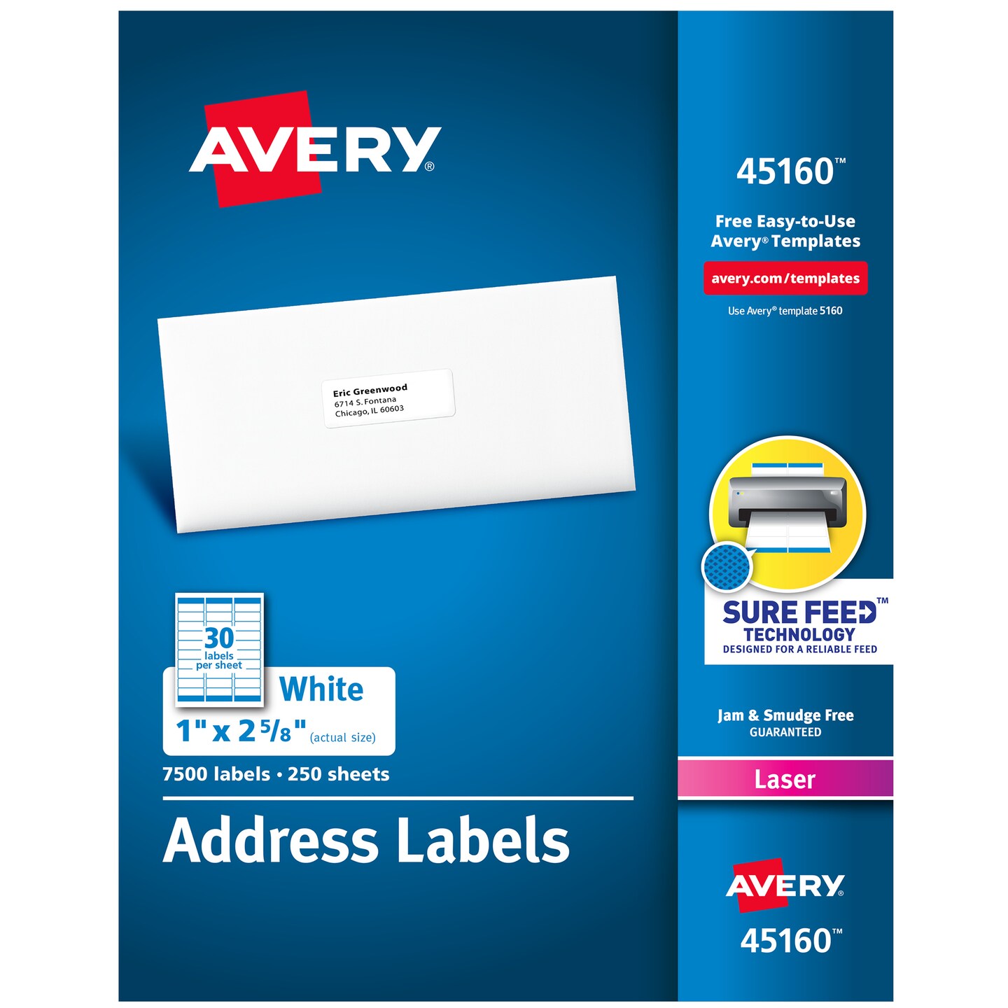 Avery Address Labels, Sure Feed Technology, Permanent Adhesive, 1