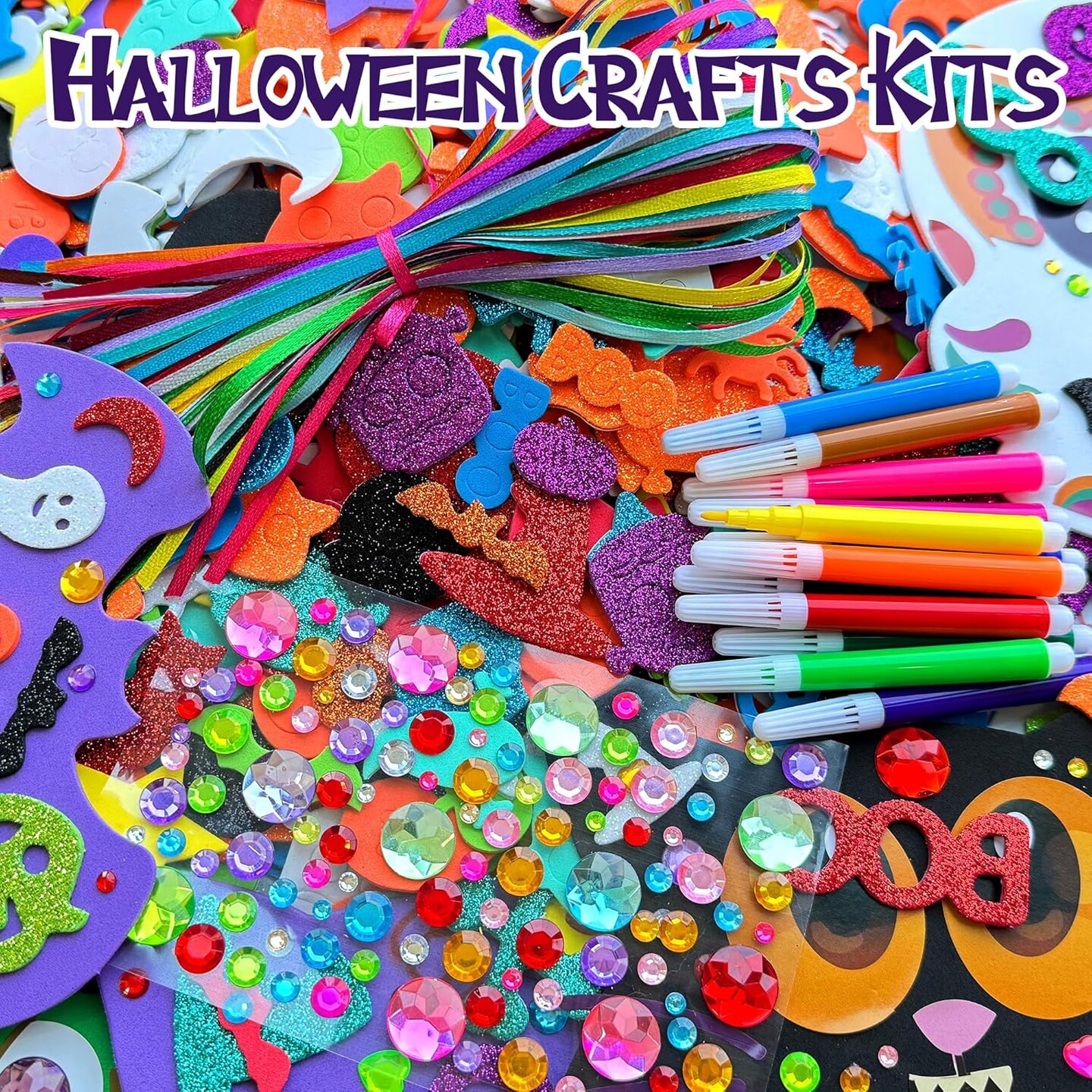 343Pcs Foam Stickers Set, Halloween Activities Art DIY Craft Kits Bulk Decorations Party Favors Supplies for Girls Boys Adult