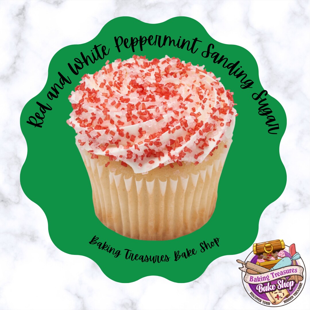 Red and White Peppermint Flavored Crystal Sanding Sugar