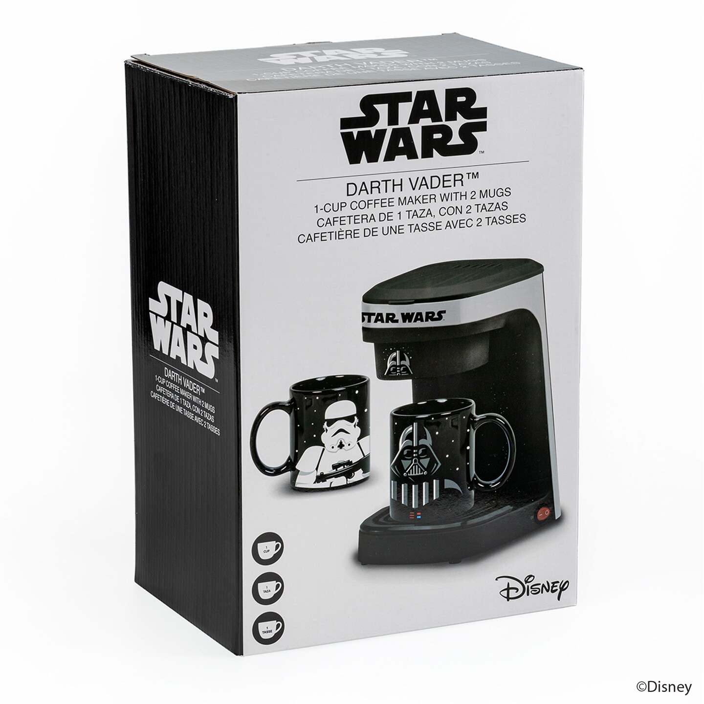 Uncanny Brands Star Wars Darth Vader and Stormtrooper Single Cup Coffee Maker Gift Set with 2 Mugs