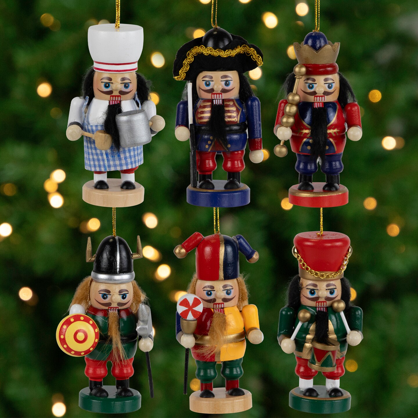 Northlight Professional Nutcracker Christmas Ornaments - 4" - Set of 6 - Multicolor