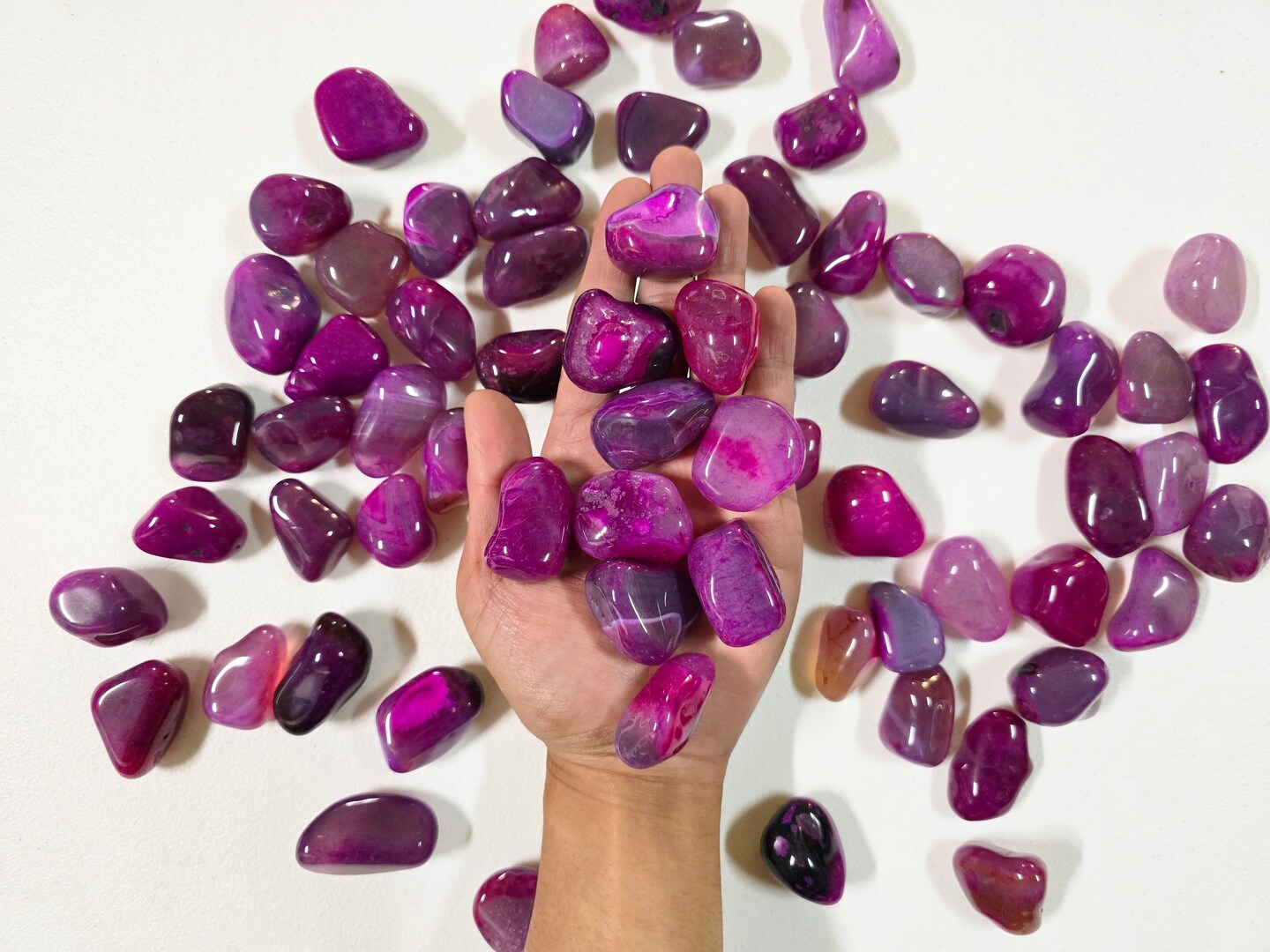 Tumbled Pink Agate Crystal Stones Bulk Colorful Gemstones for Décor, Crafting and Vase Fillers